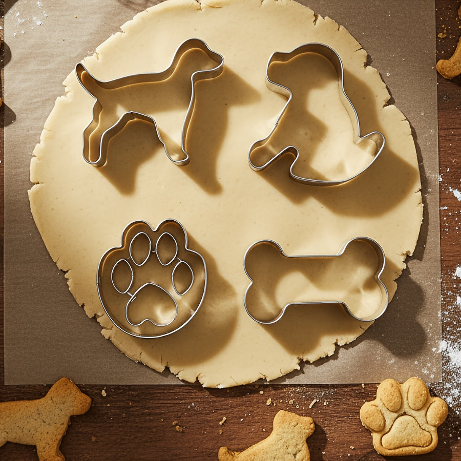 The 4pcs Puppy Series Biscuit Mold Is Made of Stainless Steel. Puppy Bones with Core Dog Claws in Different Shapes. It Is Suitable for Daily Holidays, Homemade Biscuits And Other Food-Grade Materials Are Easy to Remove And Wash