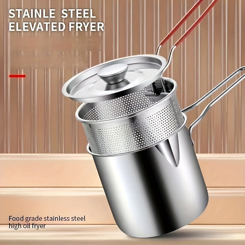 1set/3pcs stainless steel tempura fryer, with basket deep fryer, multi-purpose cookware set.