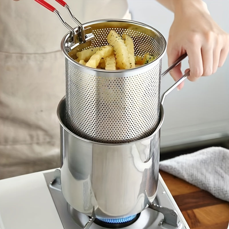 1set/3pcs stainless steel tempura fryer, with basket deep fryer, multi-purpose cookware set.