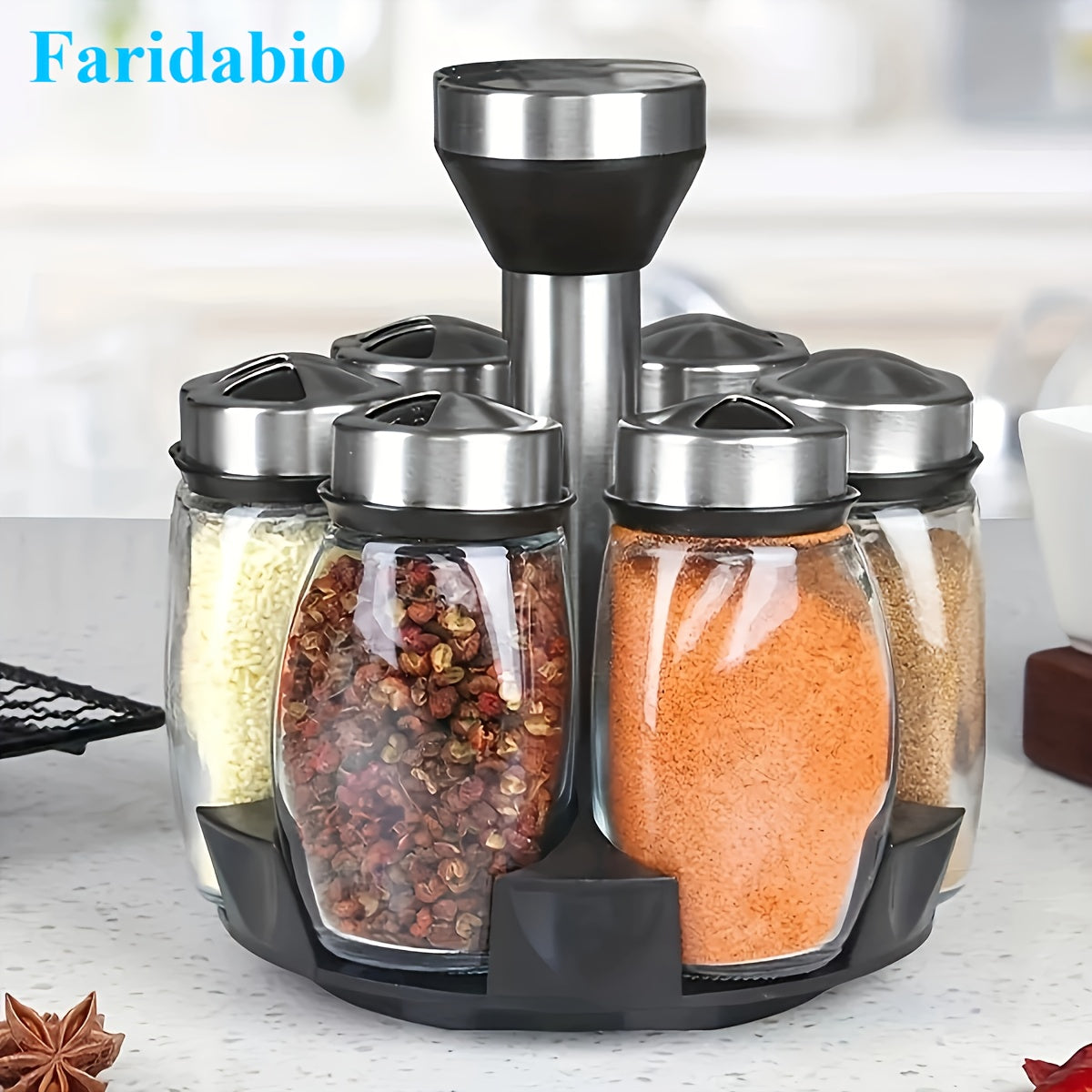 7pcs Swivel Base Spice Shakers, Kitchen Supplies Spice Shaker Combo Set with Salt, Pepper And Sugar Shakers - Perfect for Kitchen Storage And Organization
