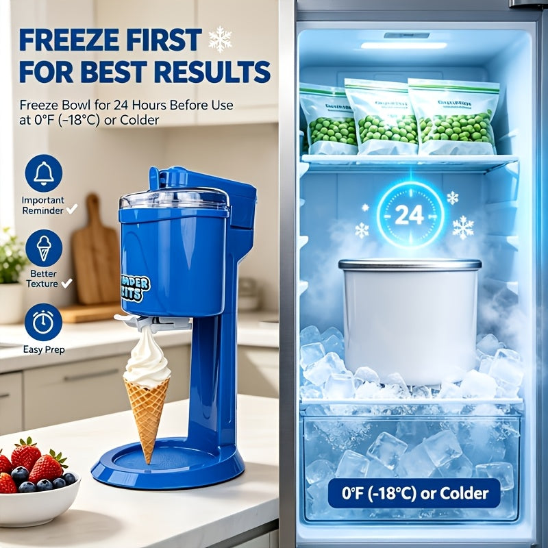 Ice Cream Maker Attachment for Mixer - Compatible with 1.057 Qt And Larger Stand Mixers 0.634 Quart Frozen Yogurt - Ice Cream And Sorbet Gelato Maker (Blue)
