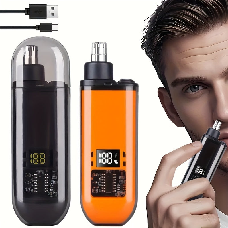Portable Mini Electric Nose Hair Trimmer-unisex, LED Power Display, USB Rechargeable Ear, Nose and Eyebrow Trimmer, Efficient Blade, Suitable for Trimming Facial Eyebrows, Nose and Ear Body Hair, Easy to Carry and Use Outside, Gift for Men