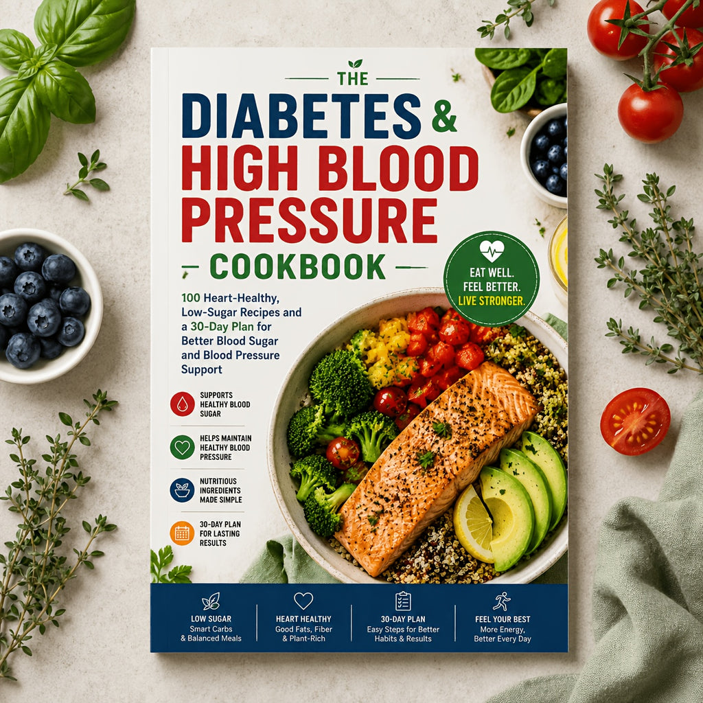 The Diabetes & High Blood Pressure Cookbook 100 Heart-Healthy, Low-Sugar Recipes and a 30-Day Plan for Better Blood Sugar and Blood Pressure Support