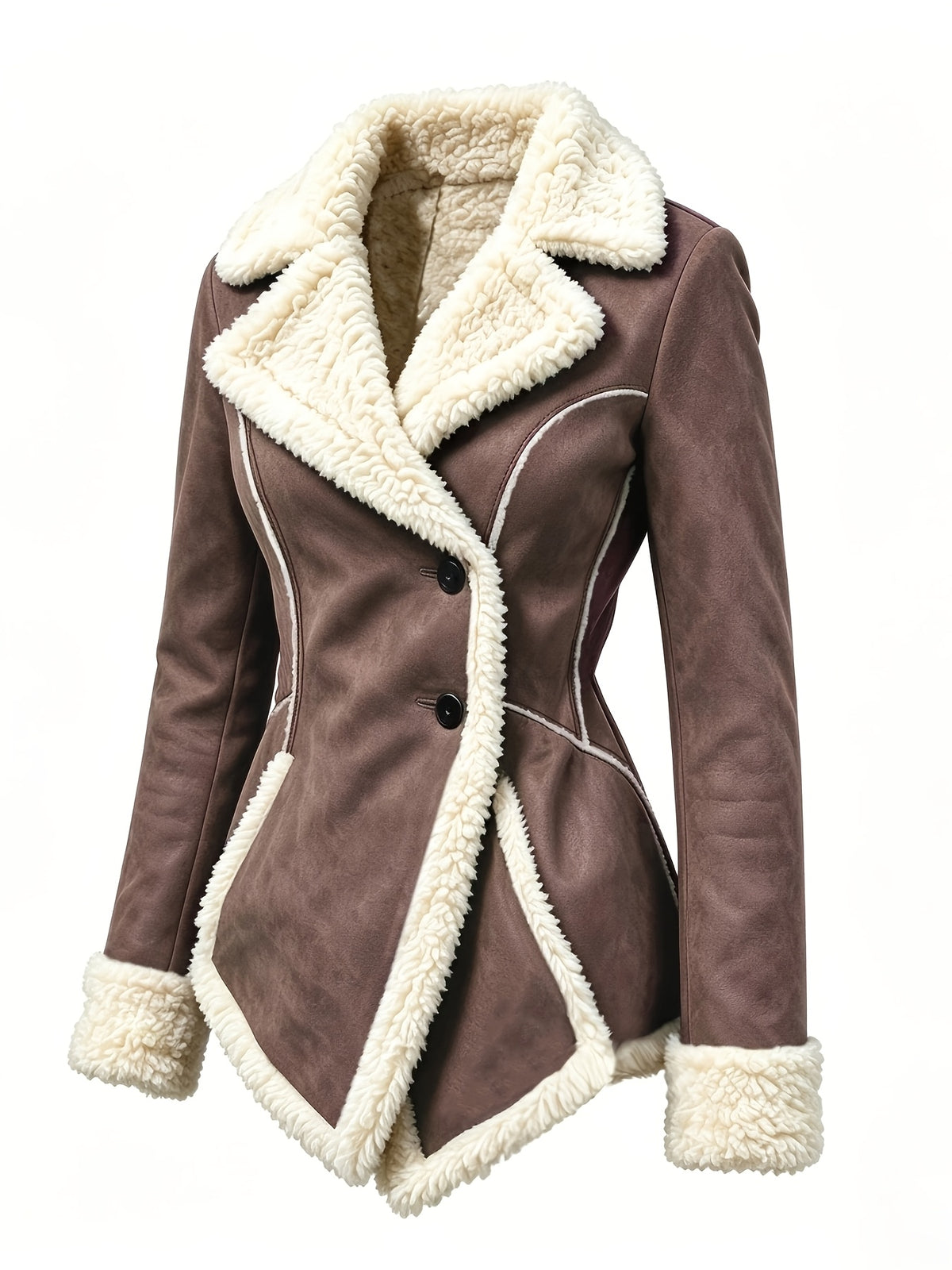 Autumn Winter Vintage Faux Suede Velvet Composite Faux Waist-Cinching Warm Coat - Auspicious Selection