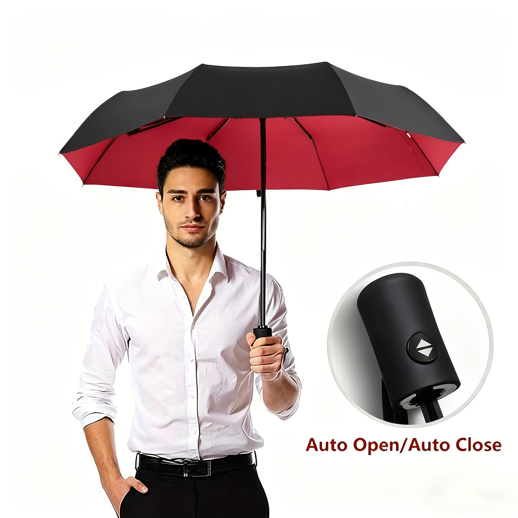 A Outer Black Style 306 Automatic Umbrella 8 Ribs Foldable Enlarged Reinforced Men Women Sunshade Thickened Student School Special Parasol