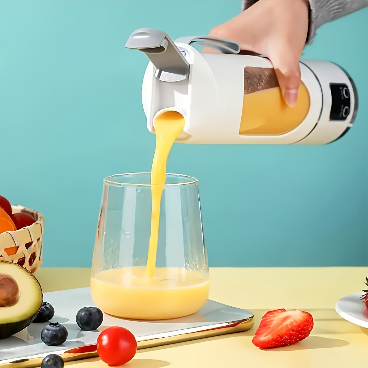 NIJ Portable USB- Blender & Juicer - USB-Rechargeable Mixer with Easy-Clean, Compact for, Travel, Picnic Suitable for Fruit Smoothies, Milkshakes, Vegetable Drinks, Plastic Container Blending Appliance