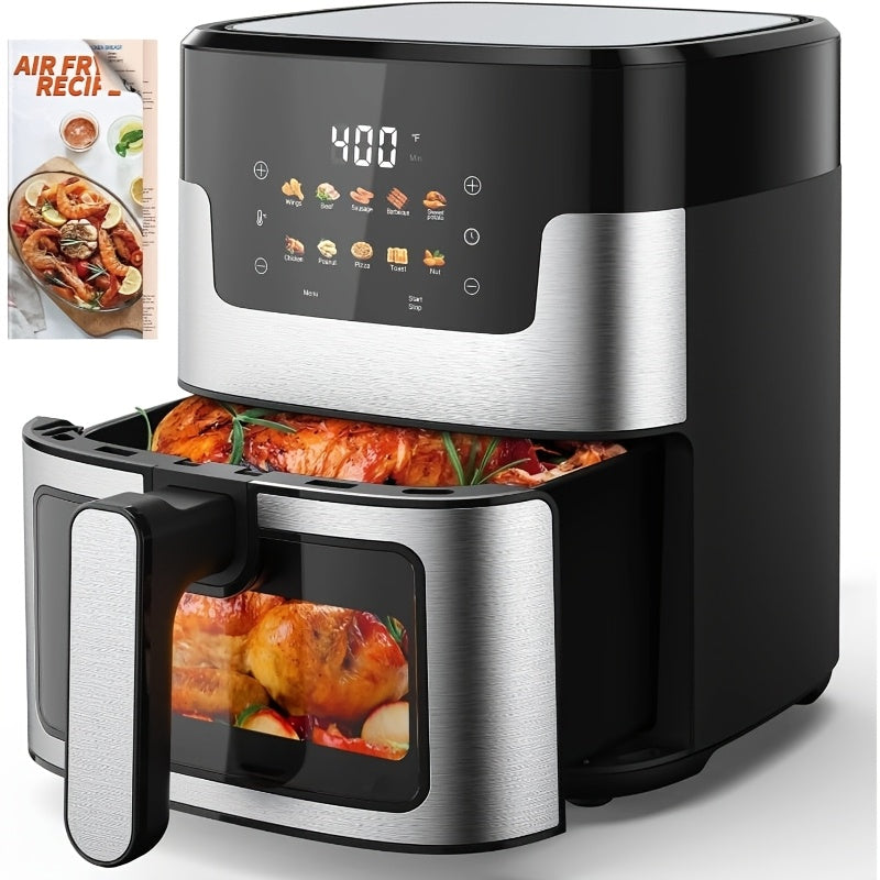 [10-In-1 Air Fryer] 10-In-1 Digital LED Touch Screen Air Fryer, 7.5QT Oilless Cooker with 10 Preset Cooking Modes