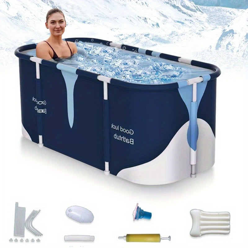 47.24inch Adult Portable Bathtub, Foldable Hot Ice Bathtub, Used in Bathroom, Outdoor, Courtyard, Bedside Shower, Simple Bathing