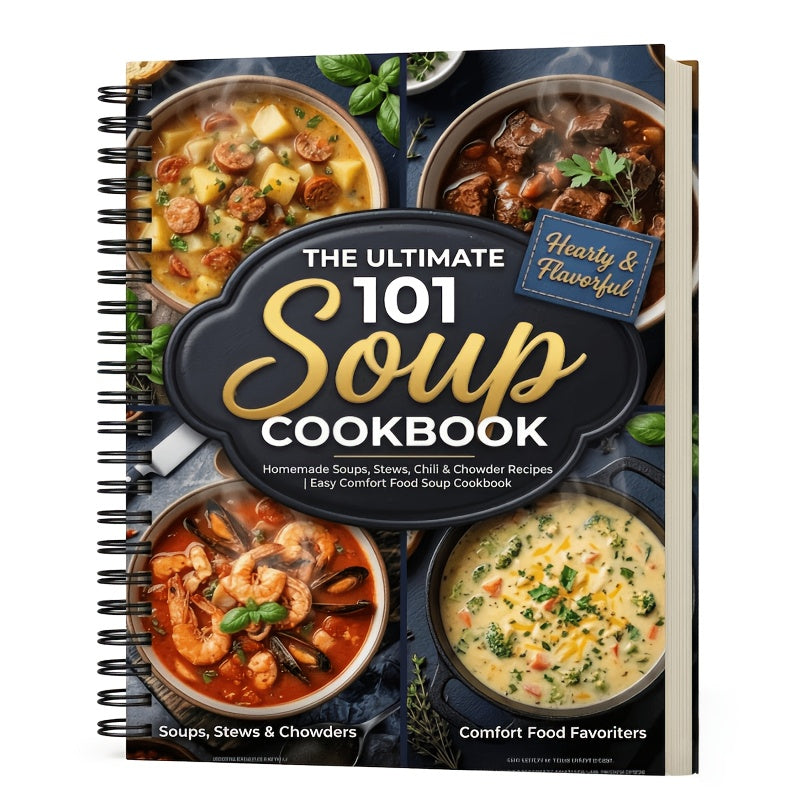 The Ultimate 101 Soup Cookbook:Homemade Soups, Stews, Chili & Chowder Recipes | Easy Comfort Food Soup Cookbook (Spiral Bound)